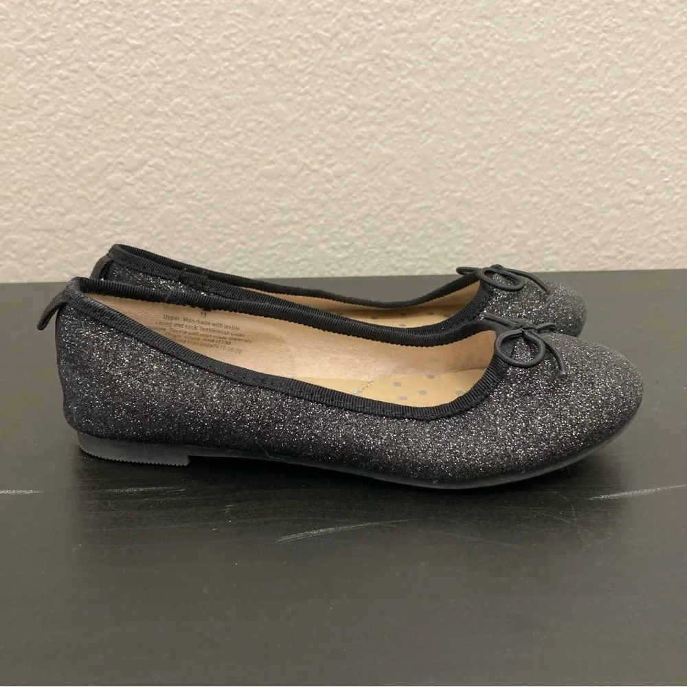 Cat & Jack Sparkle Flats - Black/Silver - Size 13 Girls